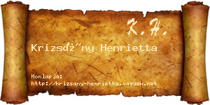 Krizsány Henrietta névjegykártya
