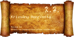 Krizsány Henrietta névjegykártya