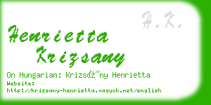 henrietta krizsany business card
